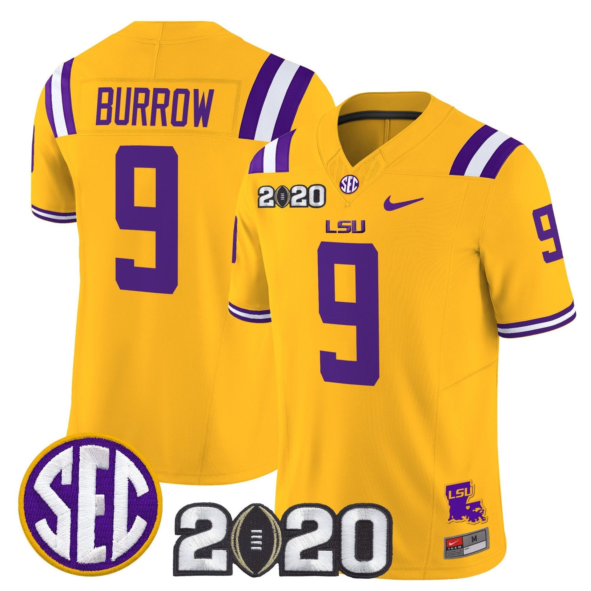 Joe Burrow Jersey #9 LSU Tigers 2020 National Champions Stitched