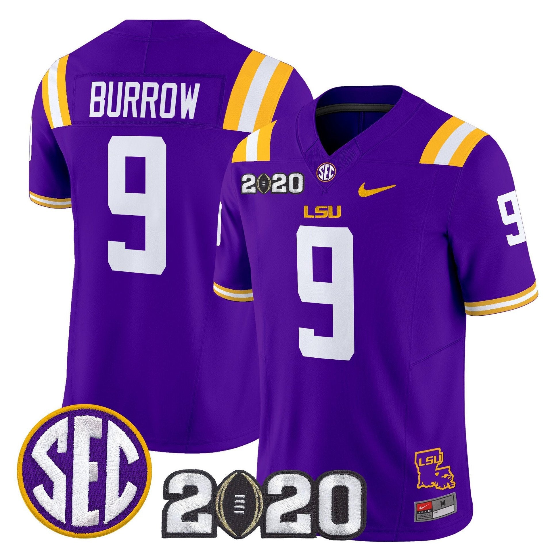 Joe Burrow Jersey #9 LSU Tigers 2020 National Champions Stitched