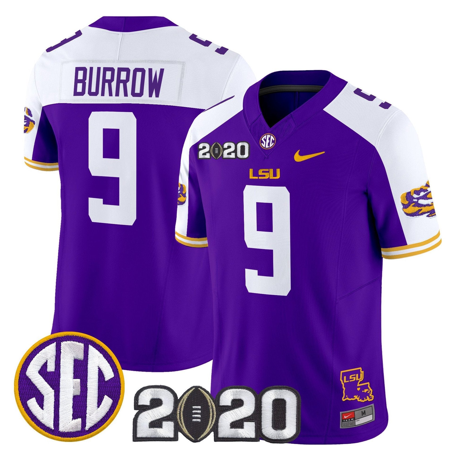 Joe Burrow Jersey #9 LSU Tigers 2020 National Champions Stitched