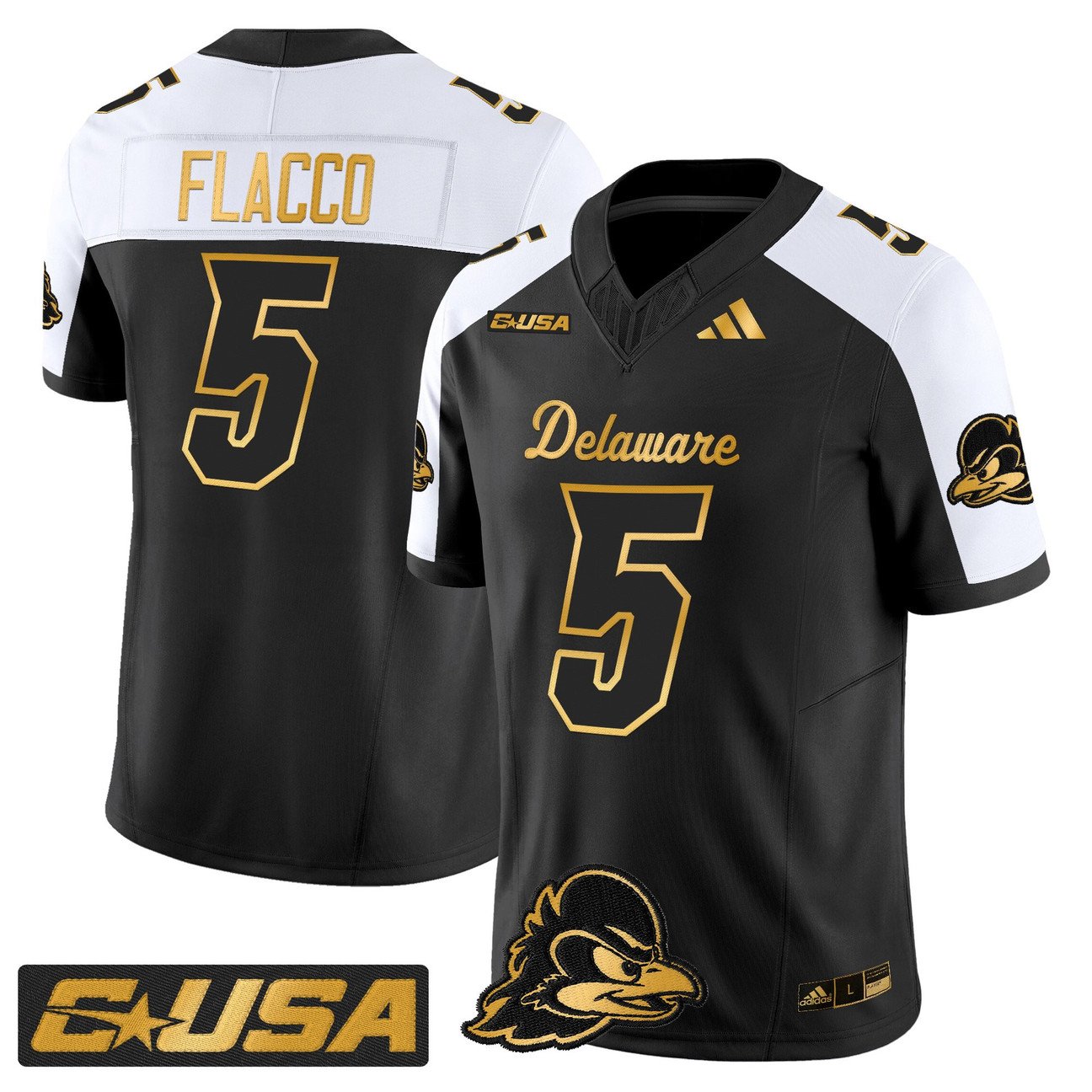Joe Flacco Jersey #5 Delaware Blue Hens 2025 Gold Vapor Stitched