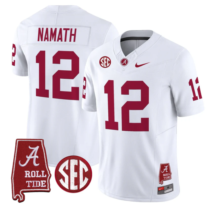 Joe Namath Jersey #12 Alabama Crimson Tide Throwback Map Stitched