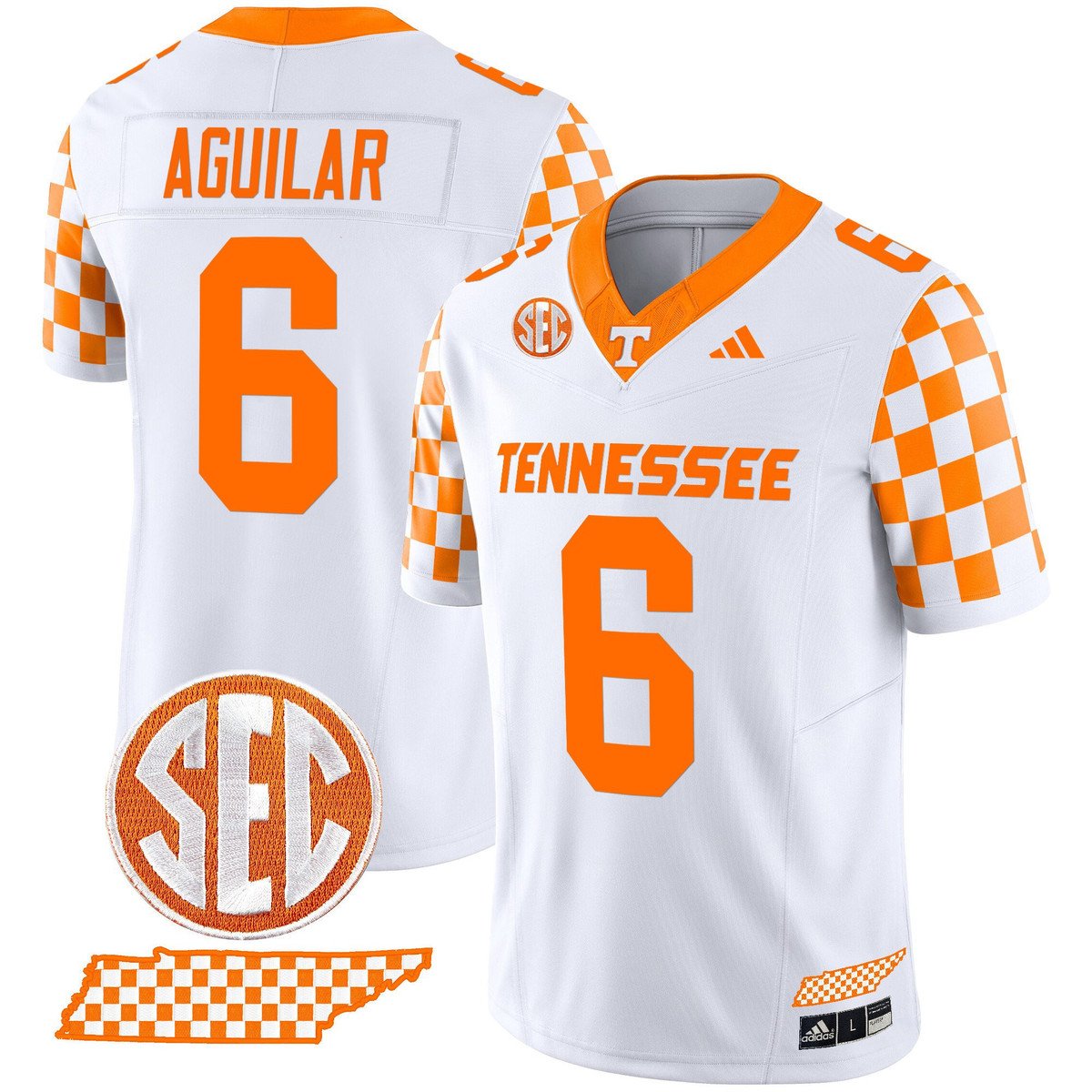 Joey Aguilar Jersey #6 Tennessee Vols Rebrand 2026 Checkerboard