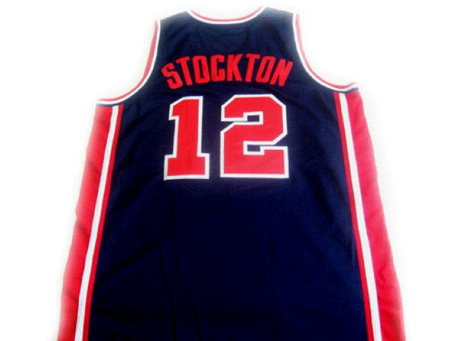 John Stockton Jersey #12 Team USA Basketball Navy Blue