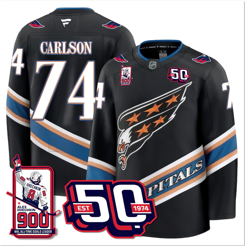 John Carlson Jersey #74 Washington Capitals 2025 Stitched Premium 900 GOALS