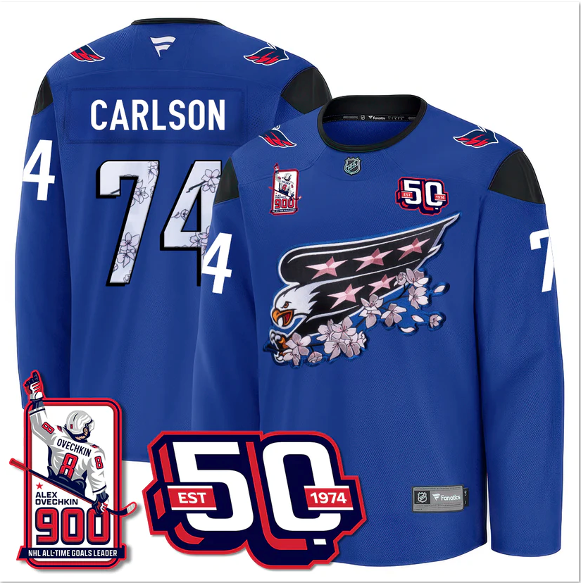 John Carlson Jersey #74 Washington Capitals 2025 Stitched Premium 900 GOALS