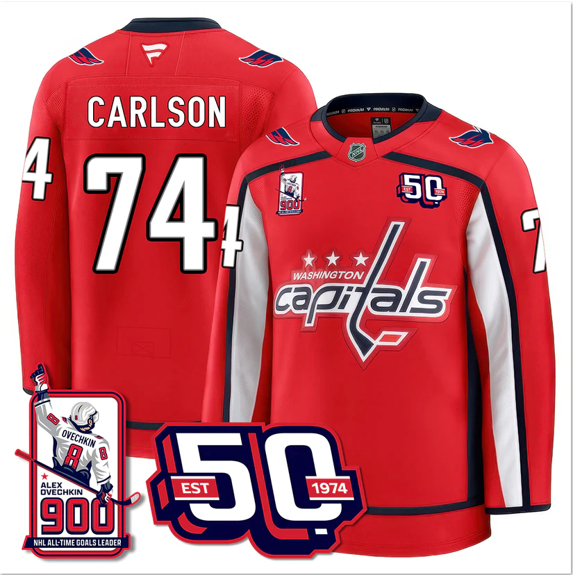 John Carlson Jersey #74 Washington Capitals 2025 Stitched Premium 900 GOALS