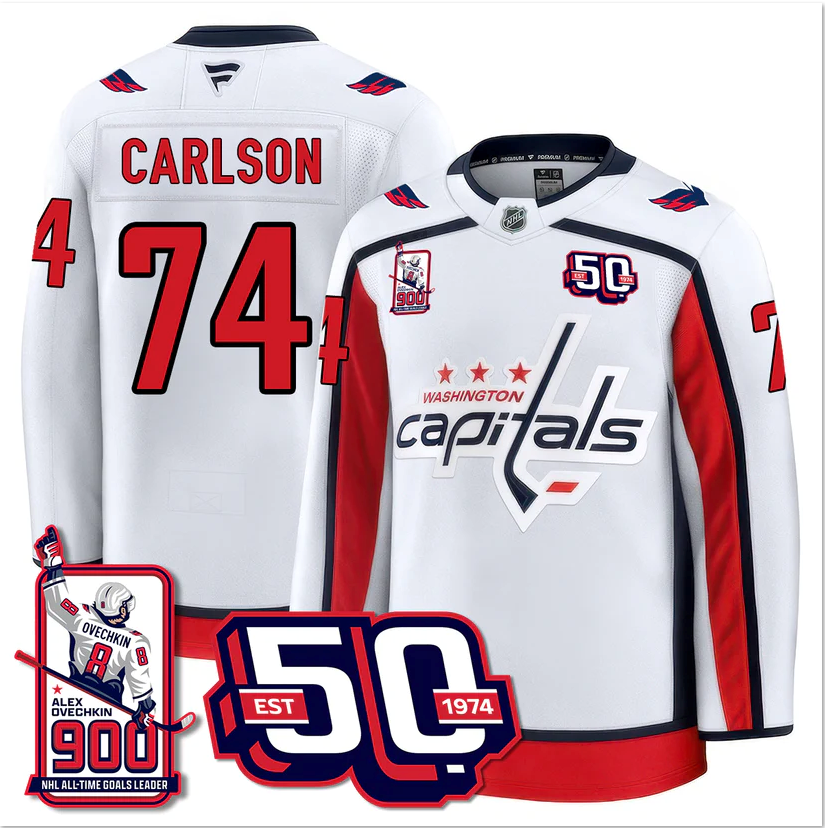 John Carlson Jersey #74 Washington Capitals 2025 Stitched Premium 900 GOALS