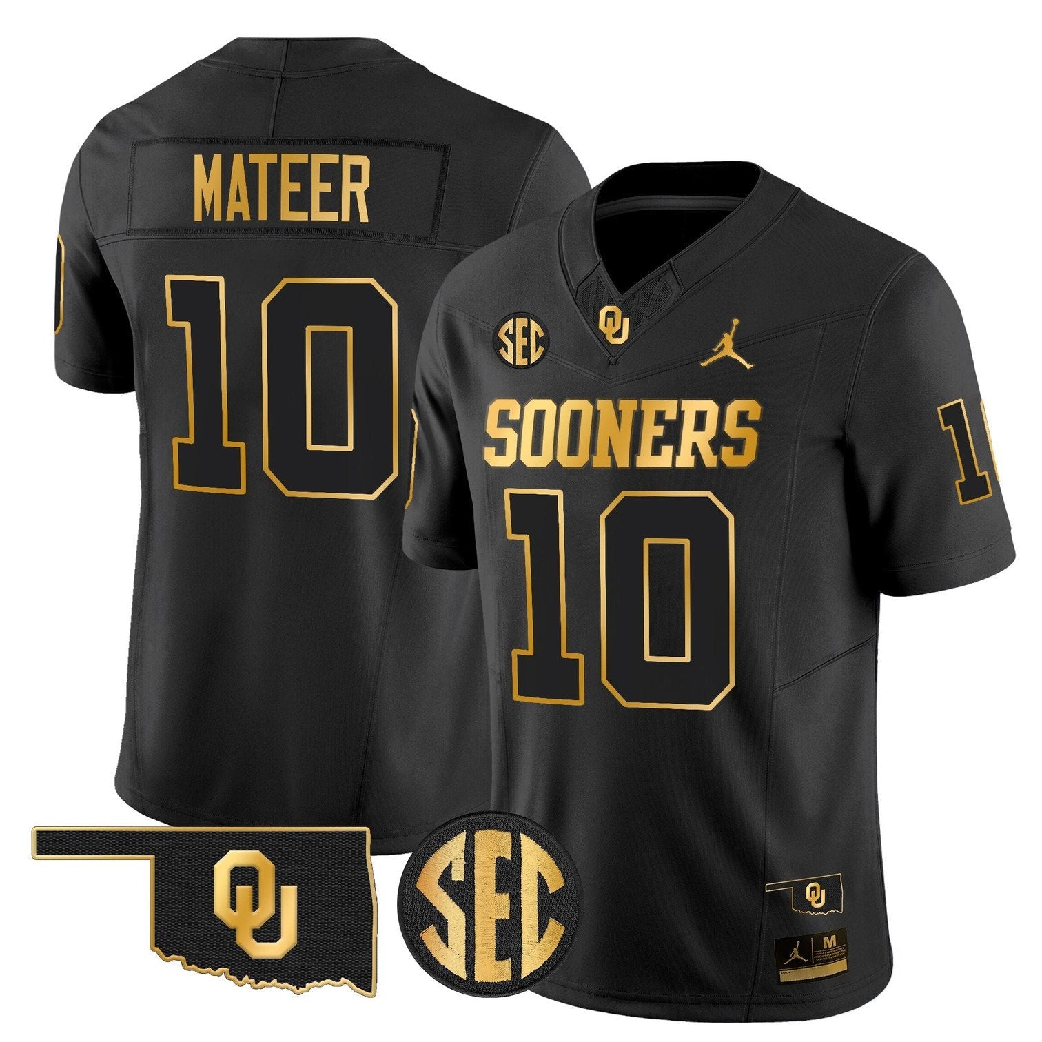John Mateer Jersey #10 Oklahoma Sooners 2025 Gold Limited Stitched