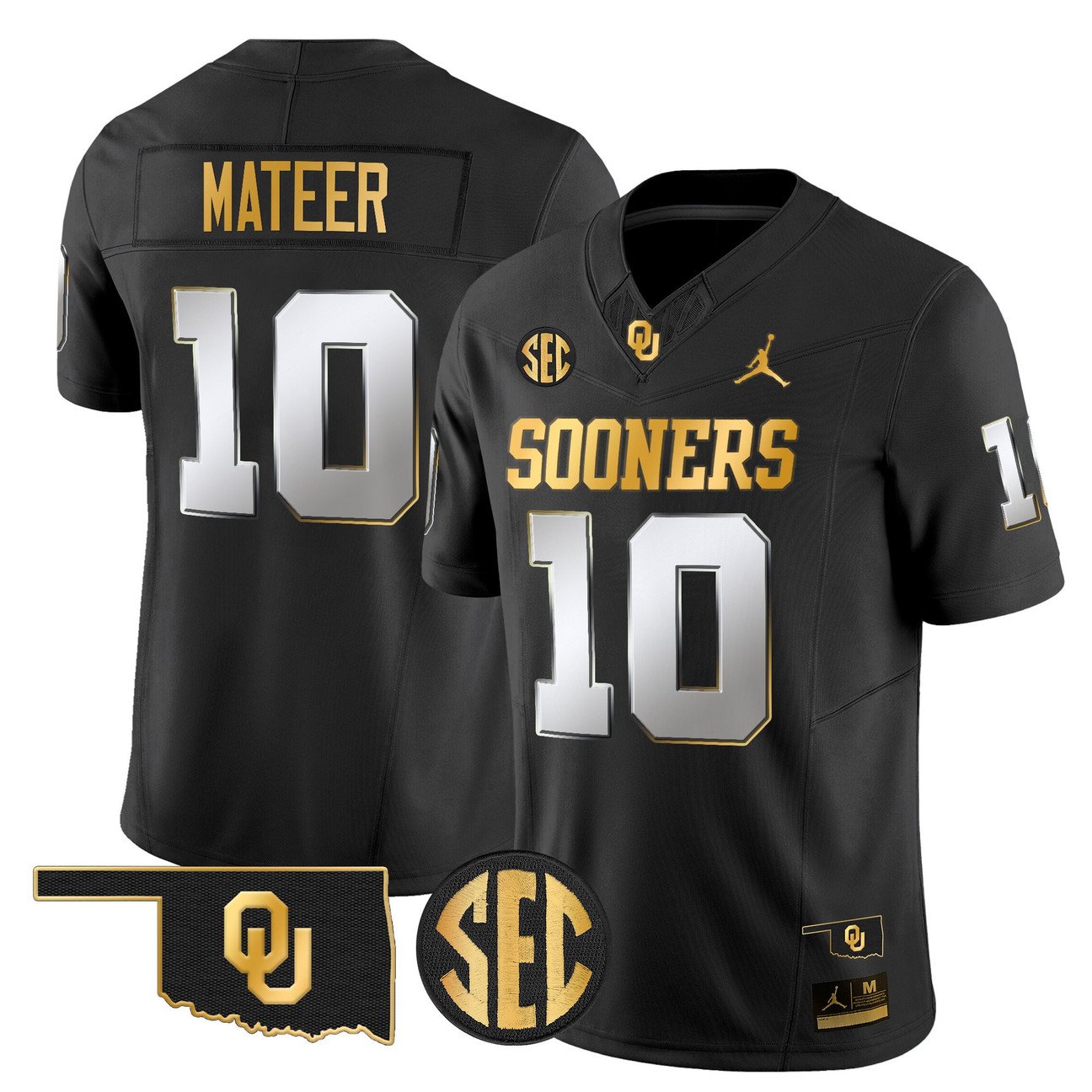 John Mateer Jersey #10 Oklahoma Sooners 2025 Gold Limited Stitched