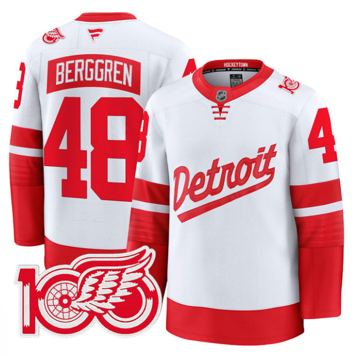 Jonatan Berggren Jersey #48 Detroit Red Wings 100th Anniversary