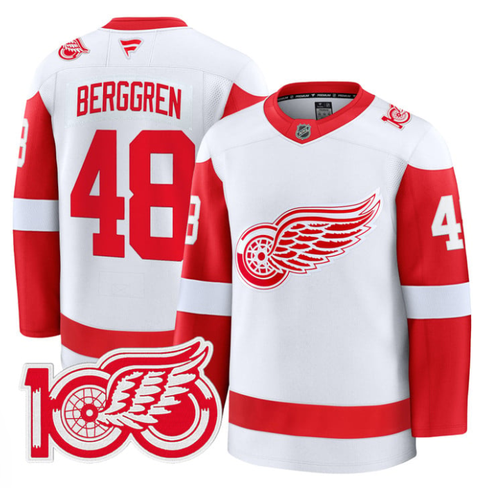 Jonatan Berggren Jersey #48 Detroit Red Wings 100th Anniversary