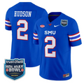Jordan Hudson Jersey #2 SMU Mustangs 2026 Holiday Bowl Patch Stitched Blue
