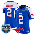 Jordan Hudson Jersey #2 SMU Mustangs 2026 Holiday Bowl Patch Stitched Blue Alternate