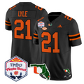 Jordan Lyle Jersey #21 Miami Hurricanes 2026 Fiesta Bowl Florida Black