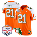 Jordan Lyle Jersey #21 Miami Hurricanes 2026 Fiesta Bowl Florida Orange Alternate