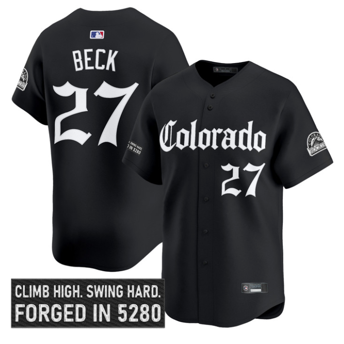 Jordan Beck Jersey #27 Colorado Rockies Gothic Mile High Shadows Edition