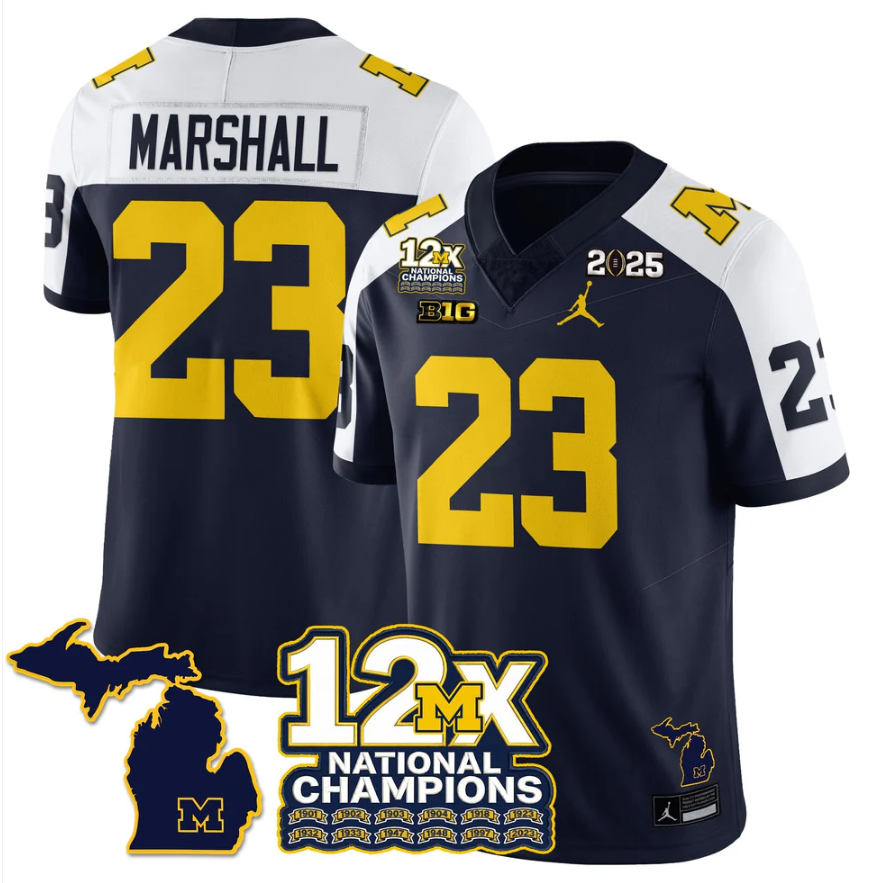 Jordan Marshall Jersey #23 Michigan Wolverines 12x-Time National Champions