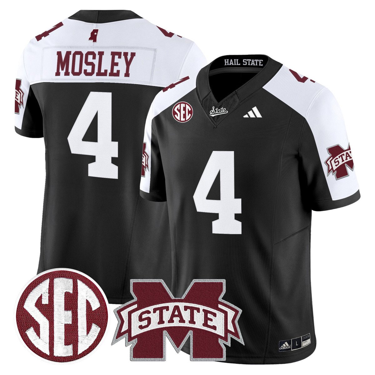 Jordan Mosley Jersey #4 Mississippi State Bulldogs Dark Mode Stitched