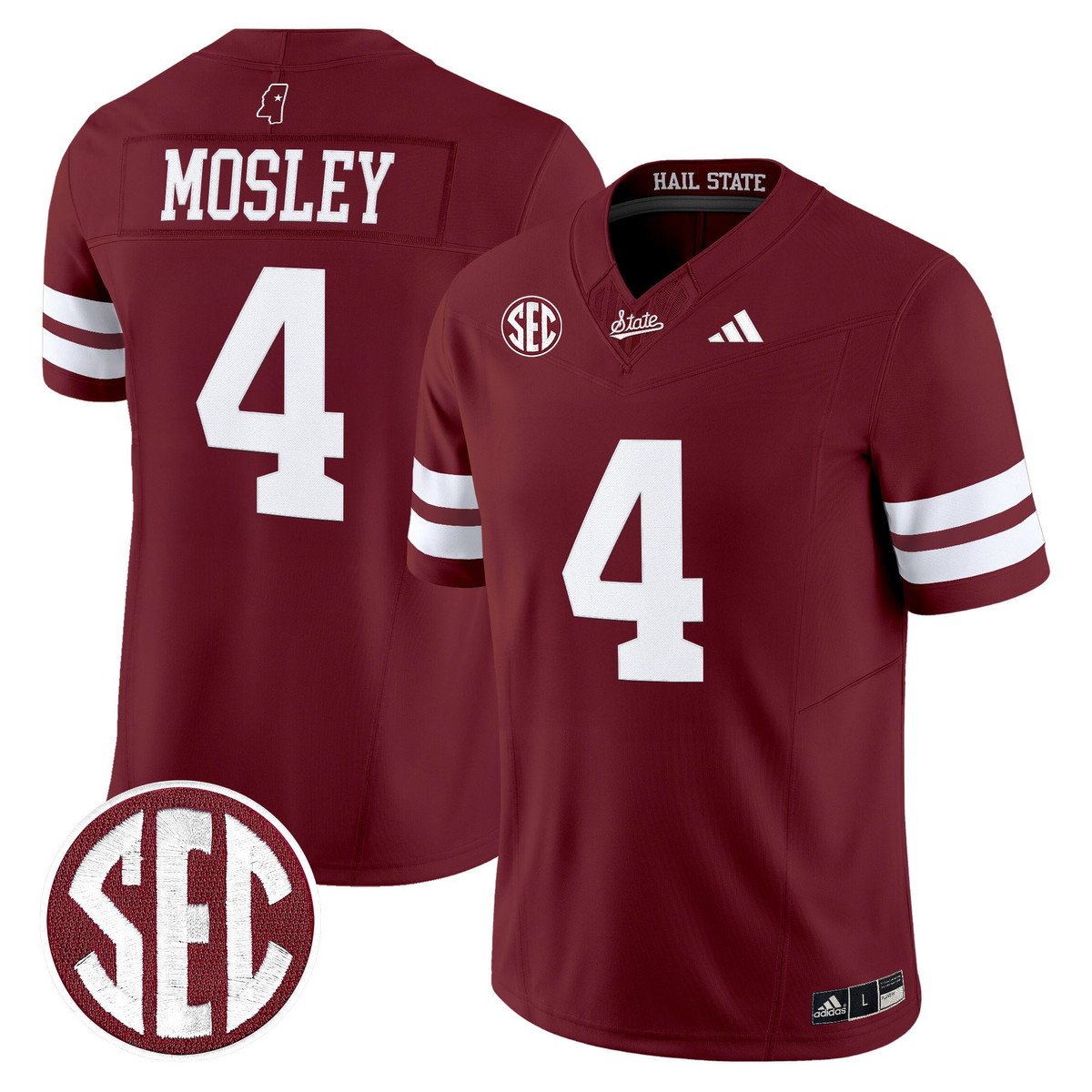 Jordan Mosley Jersey #4 Mississippi State Bulldogs Dark Mode Stitched