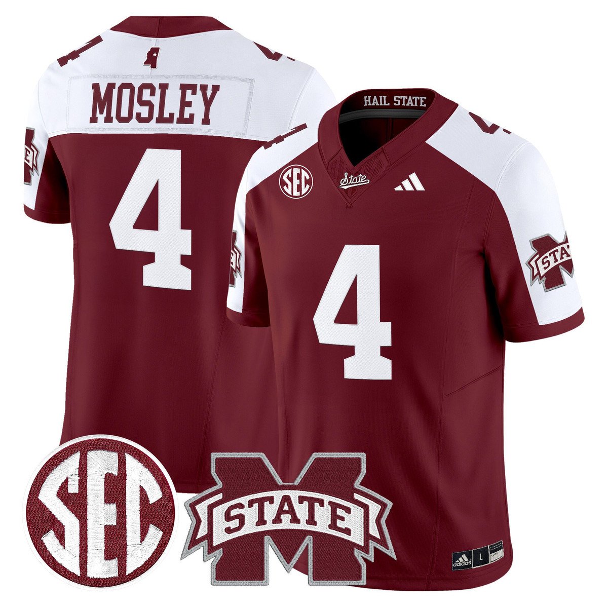 Jordan Mosley Jersey #4 Mississippi State Bulldogs Dark Mode Stitched