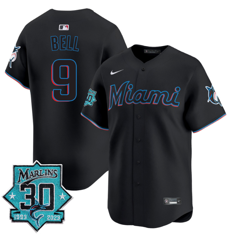 Josh Bell Jersey #9 Miami Marlins 30 Seasons Anniversary Patch Limited Stitched