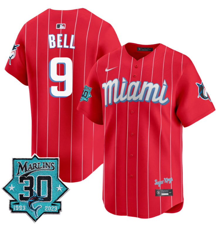 Josh Bell Jersey #9 Miami Marlins 30 Seasons Anniversary Patch Limited Stitched