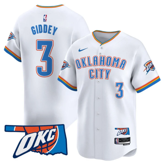 Josh Giddey Jersey #3 Oklahoma City Thunder Vapor Baseball Stitched