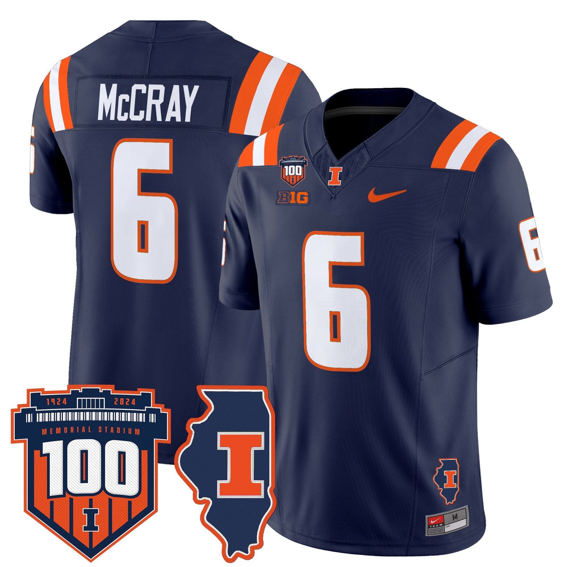 Josh McCray Jersey #6 Illinois Fighting 100th Memorial Stadium