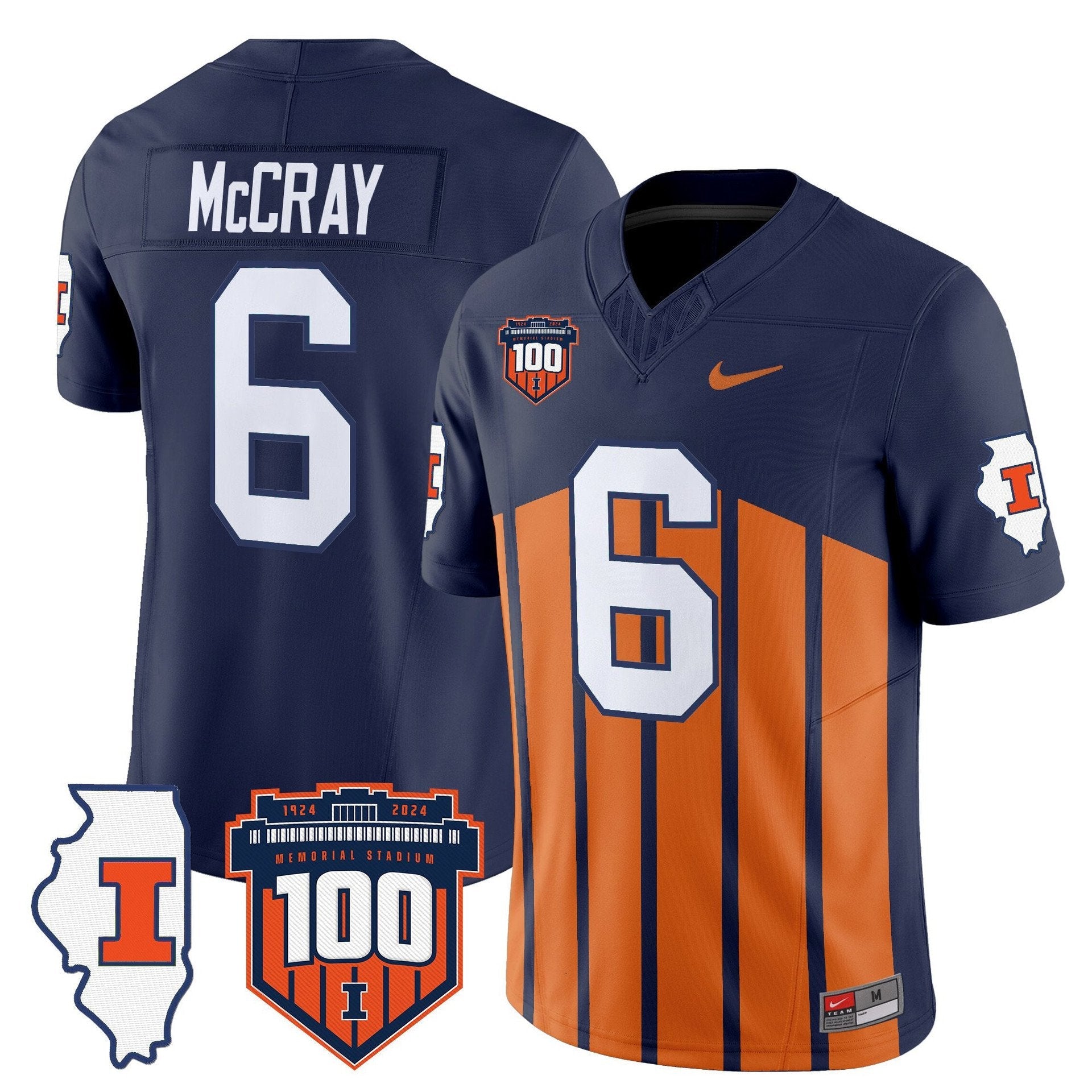 Josh McCray Jersey #6 Illinois Fighting 100th Memorial Stadium