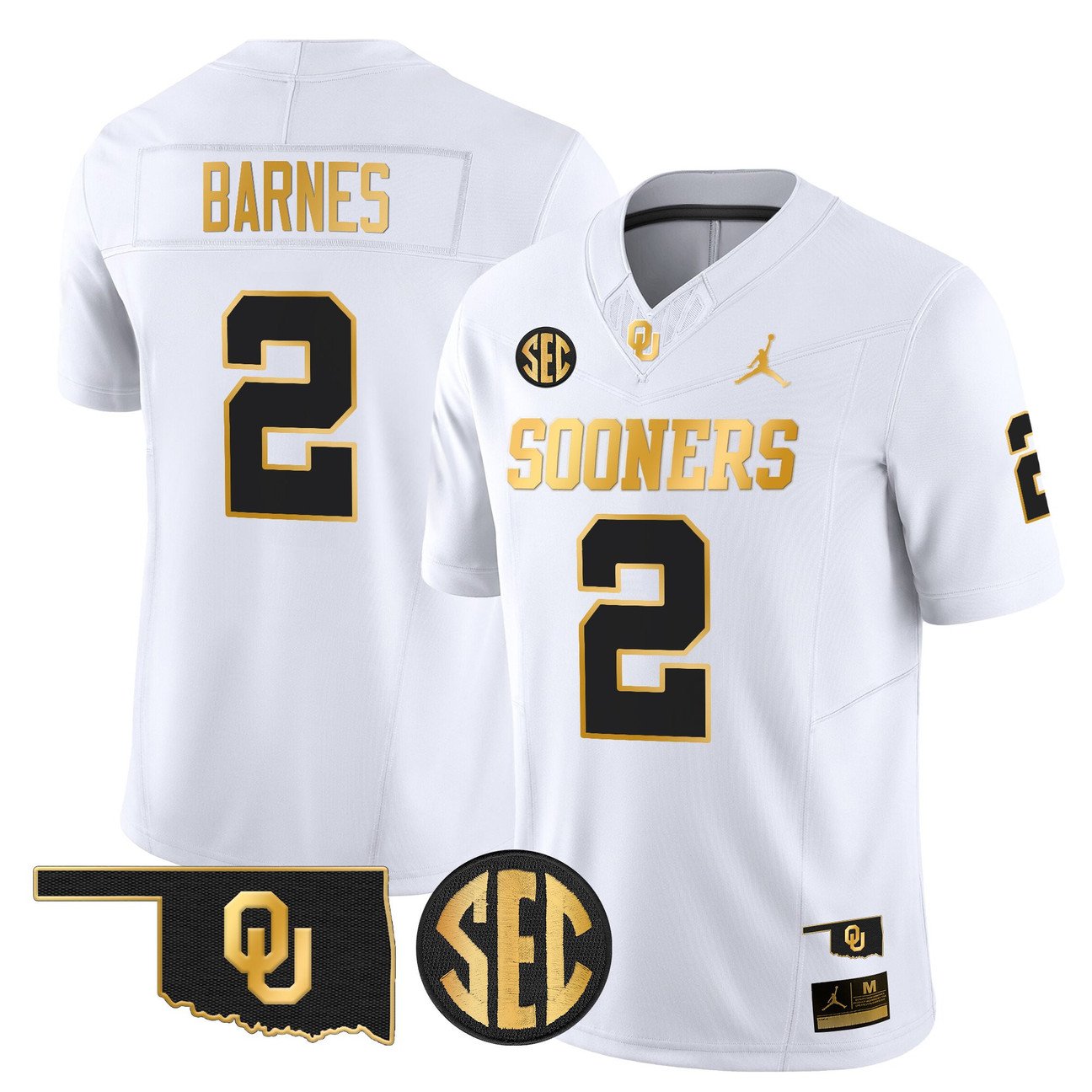 Jovantae Barnes Jersey #2 Oklahoma Sooners 2025 Gold Stitched