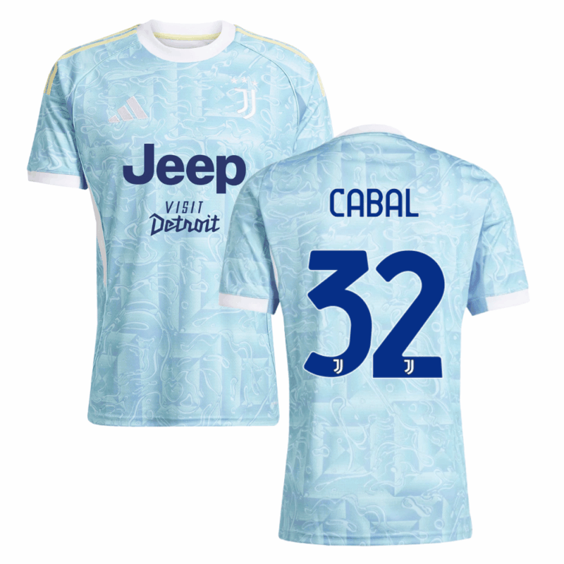 Juan Cabal 32 Juventus 2025-26 Away Match Jersey – Light Blue