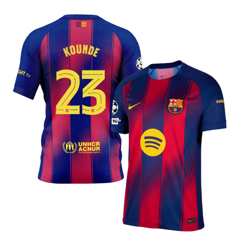 Jules Kounde 23 Barcelona 2025-26 Home Jersey – Scarlet