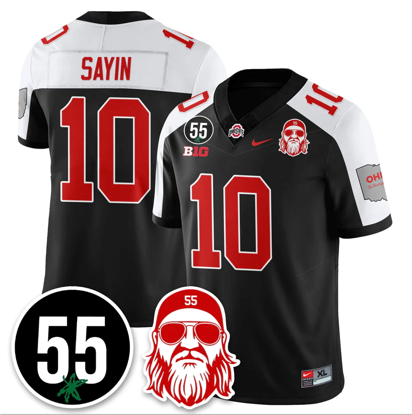 Julian Sayin Jersey #10 Ohio State Buckeyes Nick Mangold Patch Stitched