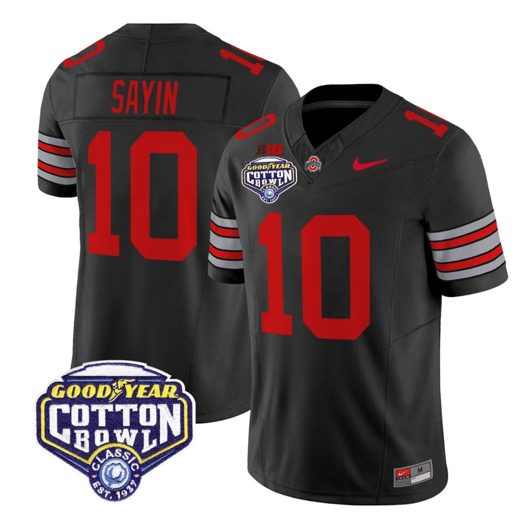 Julian Sayin Jersey #10 Ohio State Heritage Stripe 2025 Cotton Bowl Stitched