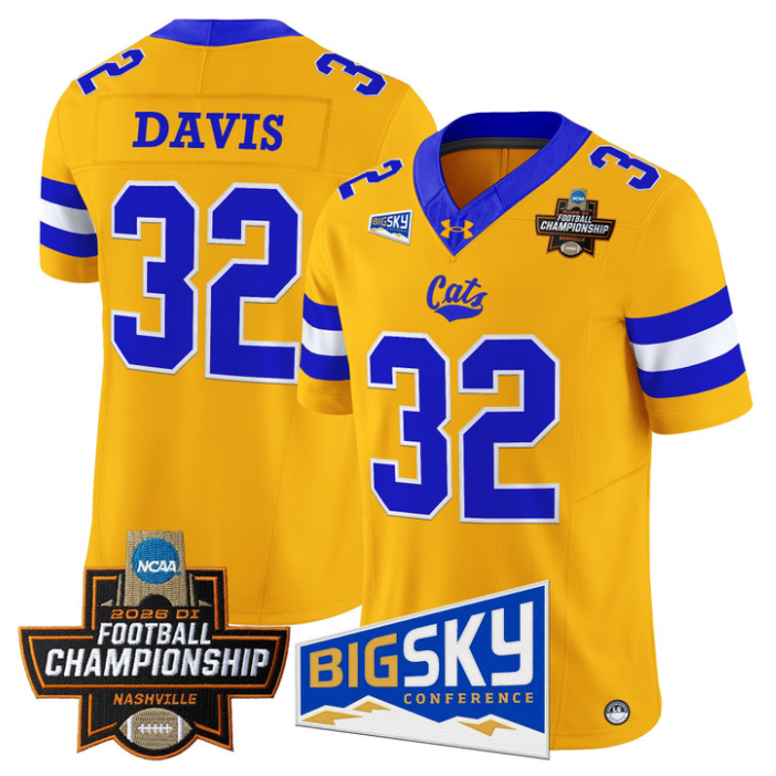 Julius Davis Jersey #32 Montana State Bobcats 2026 Football Championship Gold