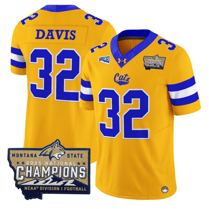 Julius Davis Jersey #32 Montana State Bobcats 2025 National Champions Gold