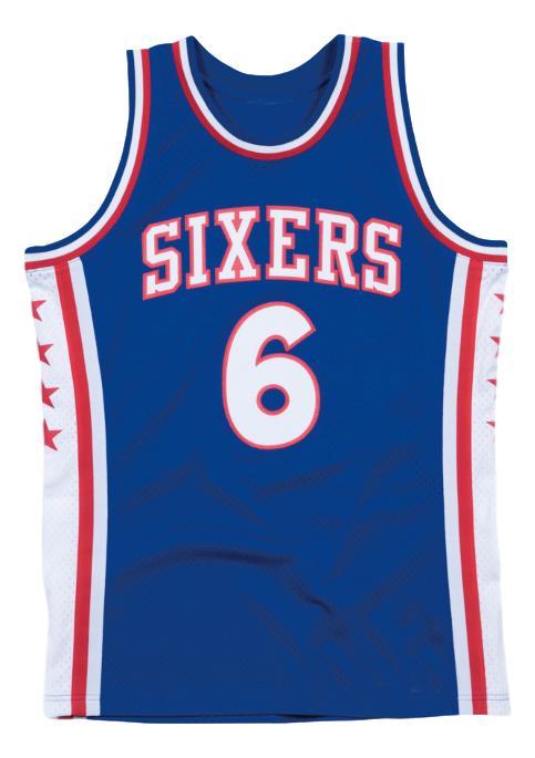 Julius Erving Dr J Jersey #6 Philadelphia Basketball Sewn Blue (Copy) (Copy)