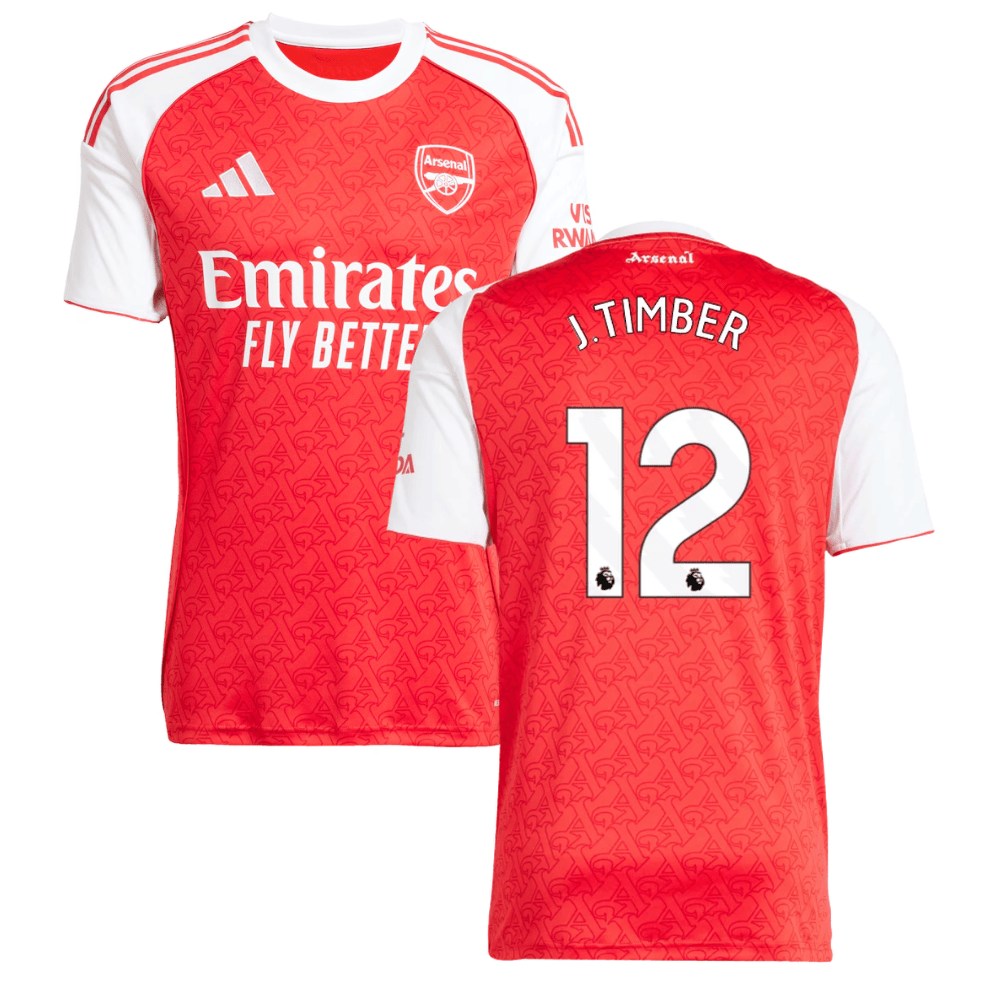 Jurrien Timber #12 Arsenal 2025-26 Home Jersey – Red