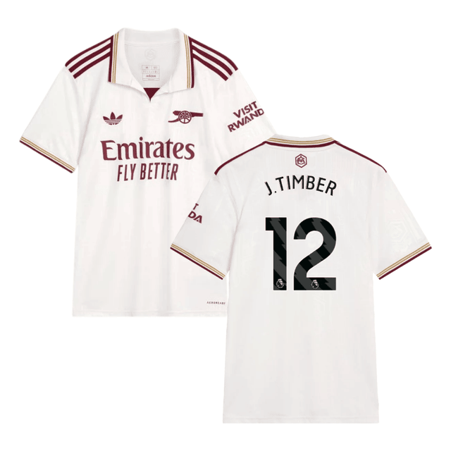 Jurrien Timber #12 Arsenal 2025-26 Third Jersey – Cream