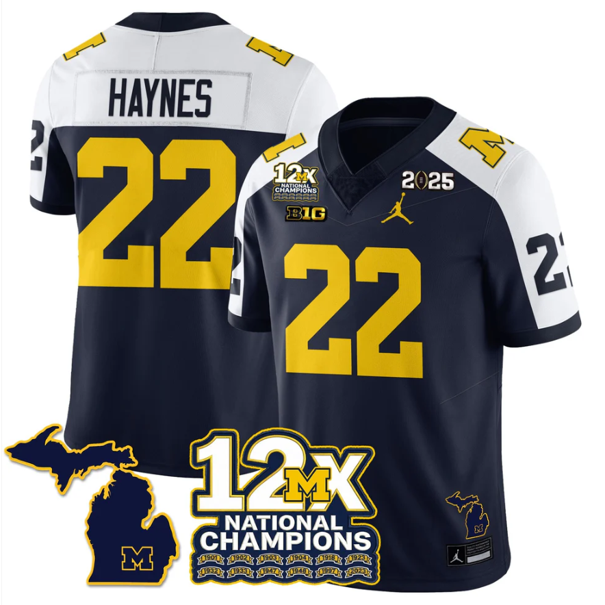 Justice Haynes Jersey #22 Michigan Wolverines 12x-Time National Champions
