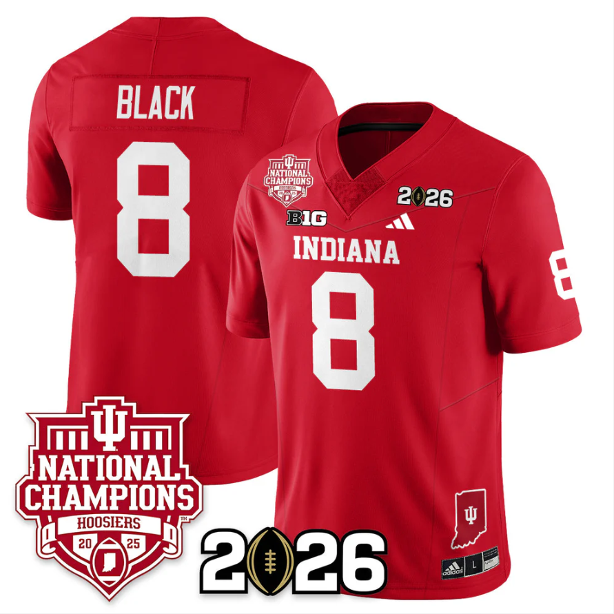 Kaelon Black Jersey #8 Indiana Hoosiers 2025 National Champions Stitched Red