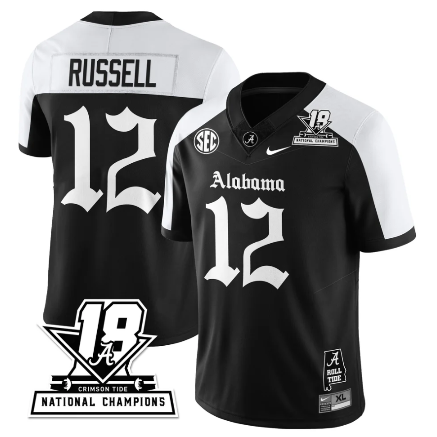 Keelon Russell Jersey #12 Alabama Crimson 18x-Time National Champions Gothic