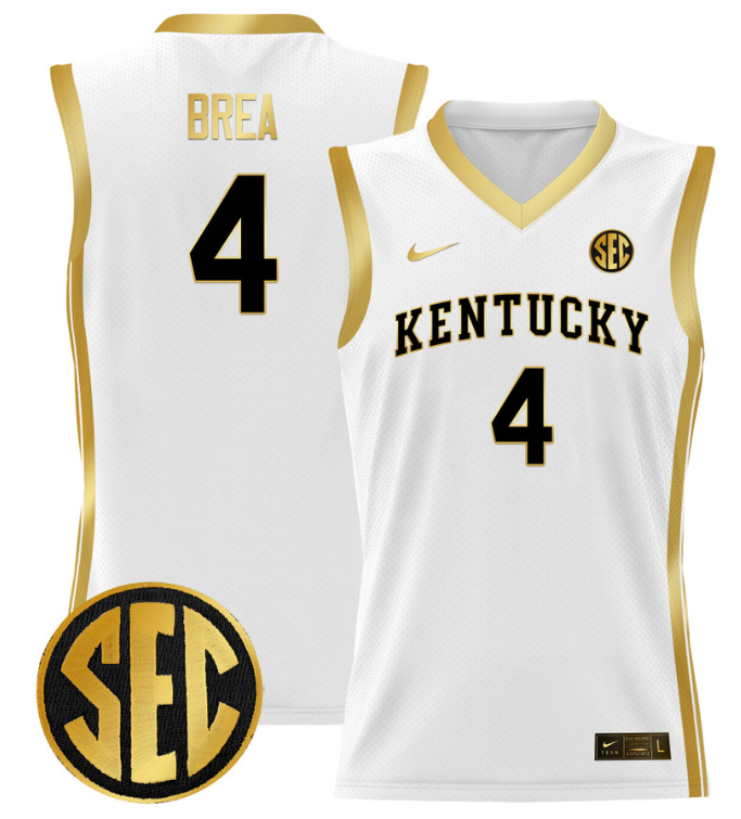 Koby Brea Jersey #4 Kentucky Wildcats Lightweight Basketball White Gold