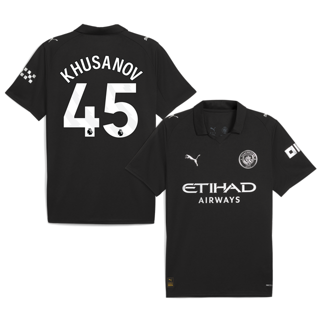 KHUSANOV #45 Manchester City 2025-26 Away Jersey – Black