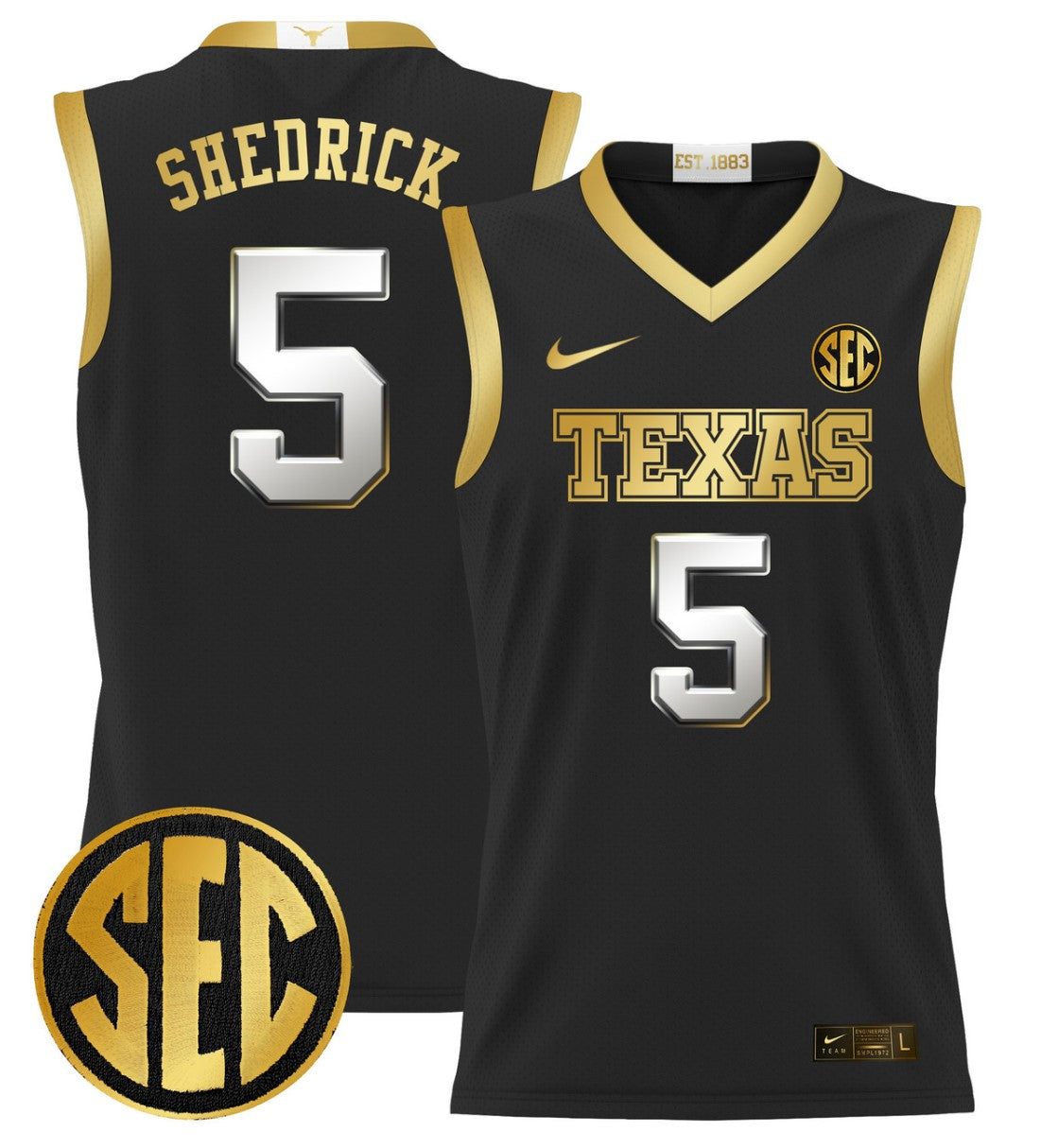 Kadin Shedrick Jersey #5 Texas Longhorns 2024 Lightweight Basketball Black Gold