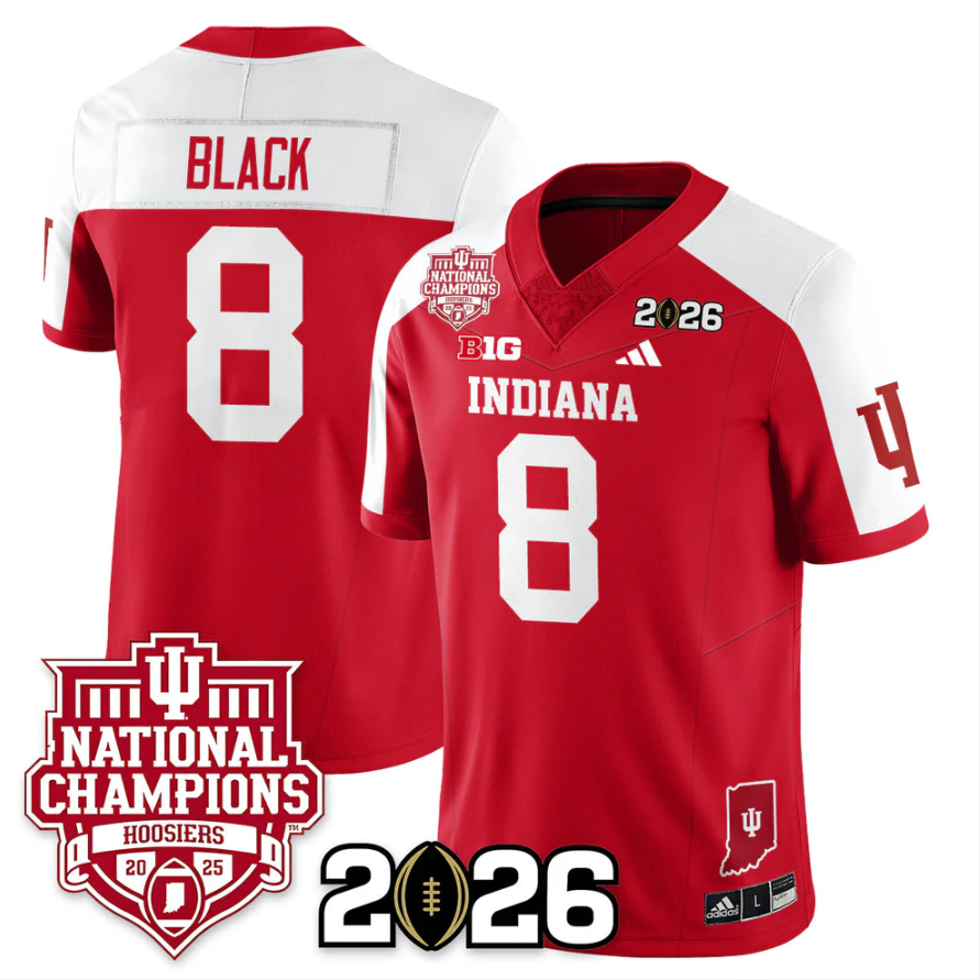 Kaelon Black Jersey #8 Indiana Hoosiers 2025 National Champions Stitched Red Alternate