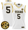 Kadin Shedrick Jersey #5 Texas Longhorns 2024 Lightweight Basketball White Gold