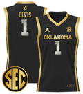 Kobe Elvis Jersey #1 Oklahoma Sooners 2024 Lightweight Basketball Black Gold