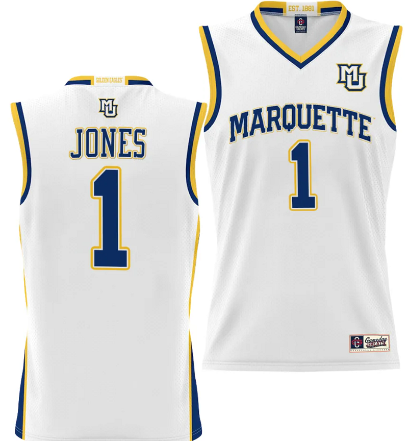 Kam Jones Jersey #1 Marquette Golden Eagles NIL Basketball Lightweight