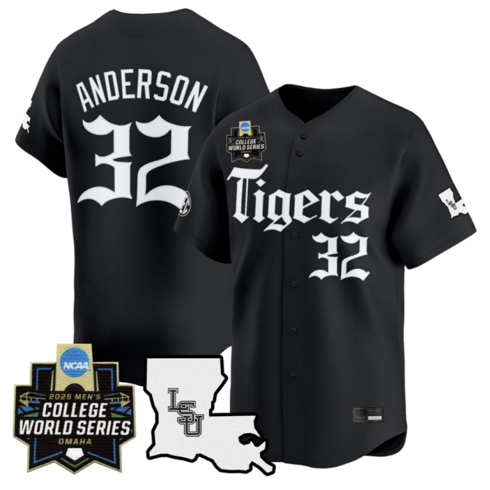 Kade Anderson Jersey #32 LSU Tigers 2025 World Series Gothic Geaux Edition